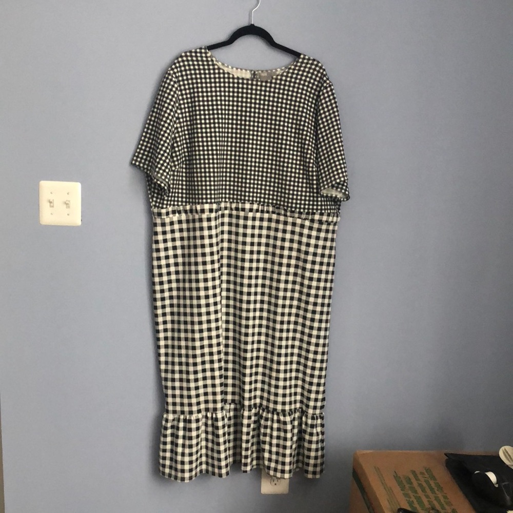 ASOS Size 22 Short Sleeve Black and White Gingham Maxi Dress - Picture 5 of 8